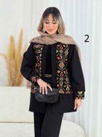 مانتو جلو باز طرح دار بارانا کد 7784 - تصویر 8