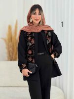مانتو جلو باز طرح دار بارانا کد 7784 - تصویر 3