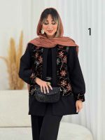 مانتو جلو باز طرح دار بارانا کد 7784 - تصویر 5