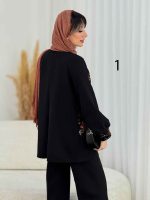 مانتو جلو باز طرح دار بارانا کد 7784 - تصویر 7