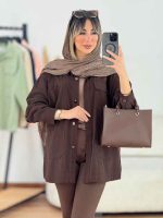 مانتو کتان چهار جیب برش دار کد 7638 - تصویر 2