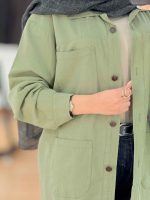 مانتو کتان چهار جیب برش دار کد 7638 - تصویر 8