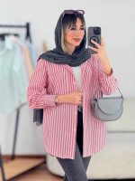 مانتو راه راه تک جیب کد 7719 - تصویر 11