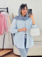 مانتو راه راه تک جیب کد 7719 - تصویر 13