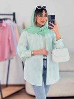 مانتو راه راه تک جیب کد 7719 - تصویر 10