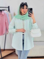 مانتو راه راه تک جیب کد 7719 - تصویر 2