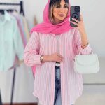 مانتو راه راه تک جیب کد 7719