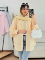 مانتو راه راه تک جیب کد 7719 - تصویر 14