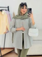 مانتو راه راه تک جیب کد 7719 - تصویر 12