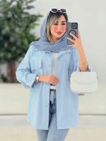 مانتو سر جیب دو دکمه آستین پاگن کد 7773 - تصویر 4
