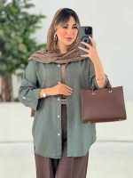مانتو طرح لوزی آستین پاگن کد 7794 - تصویر 5
