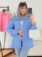 مانتو چهارخونه پایین چین کد 7715 - تصویر 6