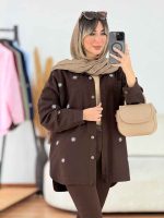 مانتو کتان دو جیب طرح گل کد 7783 - تصویر 11