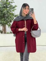 مانتو کتان بغل سه دکمه برش دار کد 7785