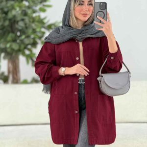 مانتو کتان بغل سه دکمه برش دار کد 7785