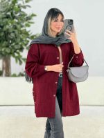 مانتو کتان بغل سه دکمه برش دار کد 7785 - تصویر 7