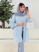 مانتو کتان بغل سه دکمه برش دار کد 7785 - تصویر 5