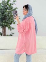 مانتو کتان بغل سه دکمه برش دار کد 7785 - تصویر 14