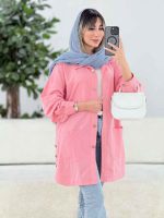 مانتو کتان بغل سه دکمه برش دار کد 7785 - تصویر 9