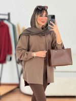 مانتو کتان آستین پاگن بغل سه دکمه کد 7788 - تصویر 3