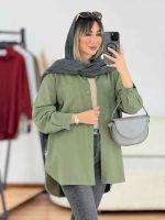 مانتو کتان آستین پاگن بغل سه دکمه کد 7788 - تصویر 7