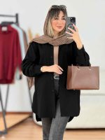 مانتو کتان آستین پاگن بغل سه دکمه کد 7788 - تصویر 4