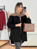 مانتو کتان آستین پاگن بغل سه دکمه کد 7788 - تصویر 12