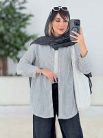 مانتو راه راه تک جیب جانا کد 7797 - تصویر 3