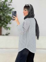 مانتو راه راه تک جیب جانا کد 7797 - تصویر 5