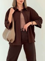 شومیز آستین پاگن جیب نما کد 7666 - تصویر 3