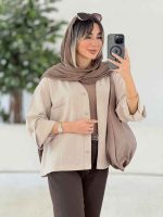 شومیز کتان دو جیب آستین پاگن کد 7646 - تصویر 7