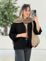 شومیز کتان دو جیب آستین پاگن کد 7646 - تصویر 17