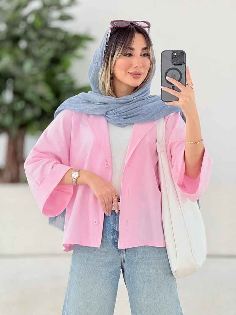 IMG_3366 شومیز لینن پانچ آستین پاکتی کد 7817