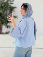 شومیز لینن پانچ آستین پاکتی کد 7817 - تصویر 28