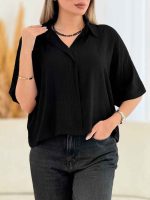شومیز کراپ جلو بسته کد 7734 - تصویر 3