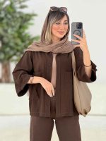 مانتو پشت پیله آستین دو دکمه کد 7702 - تصویر 17