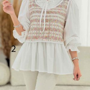 شومیز طرح دار جلو بسته کد 7701