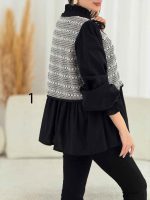شومیز طرح دار جلو بسته کد 7701 - تصویر 8