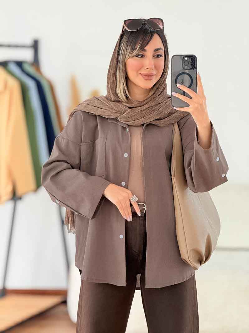 مانتو آستین دکمه پایین هلال کد 7795 مانتو آستین دکمه پایین هلال کد 7795