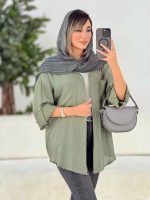 مانتو دو جیب آستین پاگن پروا کد 6834 - تصویر 9