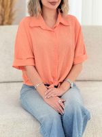 شومیز کراپ آستین پاکتی نورسا کد 7733 - تصویر 6