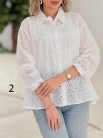 شومیز طرح دار فرانک کد 7782 - تصویر 7