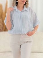 شومیز کراپ پایین بند شاین کد 7683 - تصویر 18