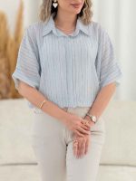 شومیز کراپ پایین بند شاین کد 7683 - تصویر 2