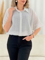 شومیز کراپ پایین بند شاین کد 7683 - تصویر 12