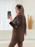 مانتو کتی جیب گلدوزی کد 7716 - تصویر 5