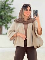 شومیز لینن پانچ آستین پاکتی کد 7817 - تصویر 3