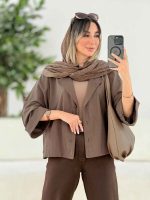 شومیز لینن پانچ آستین پاکتی کد 7817 - تصویر 13