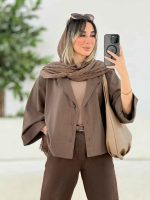 شومیز لینن پانچ آستین پاکتی کد 7817 - تصویر 18