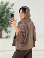 شومیز لینن پانچ آستین پاکتی کد 7817 - تصویر 4